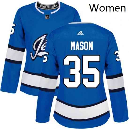 Womens Adidas Winnipeg Jets 35 Steve Mason Authentic Blue Alternate NHL Jersey